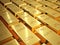 Rows of shiny gold bullion