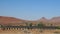 Rows of solar panels close to Palmwag, Namibia, which is a remote area and solar panels are ideal to generate electricity