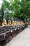 rows of statues in bangkog