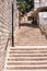 Rows of stone stairs in Old Town of Sefed, highest city in Israel