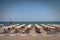 Rows of sunbeds on Venice Lido