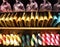 Rows of ties on a shop shelf