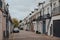 Rows of townhouses with garages on Holland Park Mews, London, UK