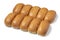 Rows of traditional Dutch white soft buns on white background