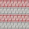 Rows of tribal markmaking shapes in horizontal red and silver geometric design. Seamless vector weave effect pattern on