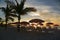 Rows of Umbrellas and Beach Chairs at Sunset, Turks & Caicos