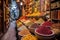 rows of vibrant spices and herbs in a spice market