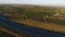 Rows of vineyard before harvesting, drone view