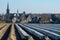 Rows on white asparagus fields covered with plastic film, begin of new asparagus season on asparagus farm in Netherlands, country