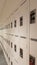 Rows of white lockers in a public place