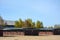 Rows of Wooden shedrow stabling at Twin Rivers Ranch