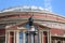 Royal Albert Hall concert hall, with close up view of statue of Prince Albert