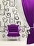 Royal armchair with curtain isolated on ornament