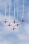 Royal Australian Air Force RAAF Roulettes formation aerobatic display team performing an aerial display in Pilatus PC-9A Traine