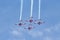 Royal Australian Air Force RAAF Roulettes formation aerobatic display team performing an aerial display in Pilatus PC-9A Trainer