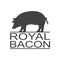 Royal bacon. Vintage icon pork label, logo, print sticker for Meat Restaurant. Pork silhouette.