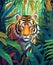Royal Bengal Tiger in Sundarbans Jungle: Kid-Style Vector Poster Illustration