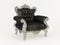 Royal black armchair with silver frame
