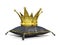 Royal black leather pillow and golden crown