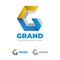 Royal Blue and Golden Grand Palace 3D G Logo
