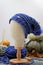 Royal Blue Handknit winter hat on mannequin head
