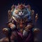 The Royal cat with luxury dress costume. Close up Portrait King cat with throne and crown. Generative AI