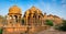 The royal cenotaphs of historic rulers at Bada Bagh in Jaisalmer, Rajasthan, India