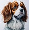 Royal Charm: A Captivating Brown Cavalier King Charles Portrait in Watercolor