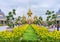 The Royal Crematorium for His Late Majesty King Bhumibol Adulyadej, Rama IX with Tagetes erecta garden