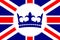 Royal crown on the background of the British flag. Illustration for the anniversary of the reign of the English queen.