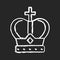 Royal crown chalk white icon on black background