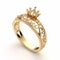 Royal Crown Engagement Ring In Yellow Gold - Daz3d Inspired