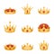 Royal crown head power 3d cartoon icons set isolated vector illustration