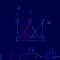 Royal Crown Vector Line Icon, Symbol, Pictogram, Sign on a Dark Blue Background. Related Bottom Border