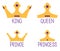 Royal Crowns, King, Queen, Prince, Princess