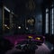 Royal dark interior. Luxurious furniture. Generative AI