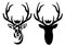 Royal deet stag with crown and large horns black vector portrait