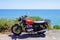 Royal Enfield side view continental gt retro motorcycle of vintage motorbike aside sea