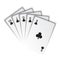 A royal flush of clubs on white background, winning hands of poker cards, casino playing cards