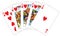 Royal flush hearts playing cards