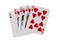 Royal flush hearts poker cards with clipping path