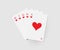 Royal flush of hearts. Vector poker combination isolated on gray background.