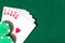 Royal Flush poker card sequence near poker chips