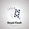 Royal Flush poker combination on gray