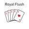 Royal flush poker combonation suit vector from ten to ace