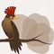 A royal flycatcher bird on light background