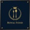 Royal Food Logo Template with Fork, Spoon and Crown.