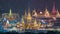 The royal funeral pyre of King and Temple of the Emerald Buddha, Wat Phra Kaew, Temple of Dawn in Bangkok, Thailand