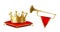 Royal golden crown and copper fanfare heraldic set