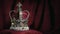 Royal golden crown with jewels on pillow on pink red background. Symbols of UK United Kingdom monarchy. 3d seamless video